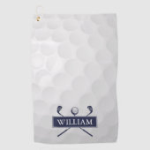 Navy Blue Golf Clubs Bal Aangepaste naam Golfhanddoek (Voorkant)