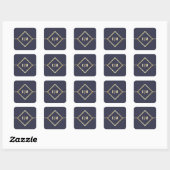 Navy blue | Goud, aangepast monogram Vierkante Sticker (Vel)