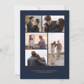 Navy Blue Goud Agaat 5-Foto Save The Date (Achterkant)