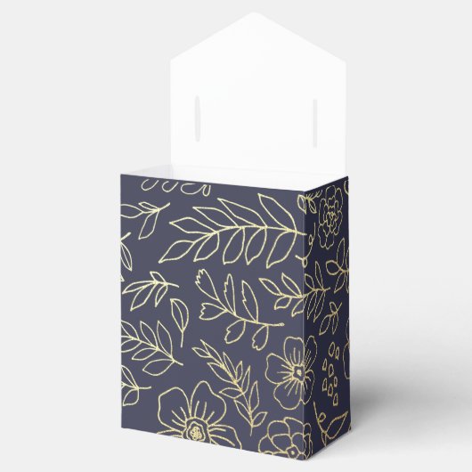Navy blue | Goud Floral Vrijgezellenfeest Favor Bo Bedankdoosjes (Geopend)