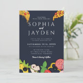 Navy Blue Goud PIZZA Modern Minimaal Chic Kaart (Staand voorkant)