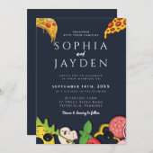 Navy Blue Goud PIZZA Modern Minimaal Chic Kaart (Voorkant / Achterkant)