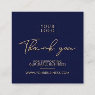 Navy Blue & Goud Zakelijk Logo Verpakkingsmateriaa Vierkante Visitekaartje