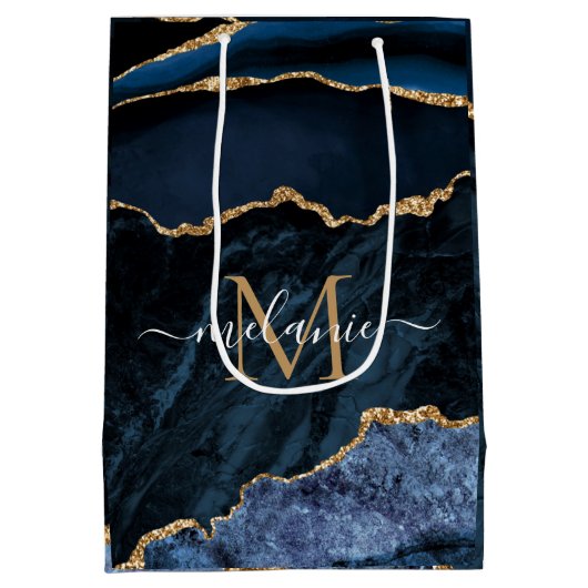 Navy Blue Gouden Cadeautas Gepersonaliseerd Uw Ont (Achterkant)