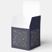 Navy blue | Gouden Floral Wedding Favor Boxes Bedankdoosjes (Geopend)