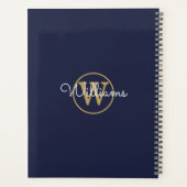 Navy Blue Gouden Monogram Naam 2023 Planner (Achterkant)