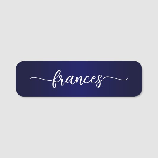 Navy Blue Gradient handgeschreven script Naamplaatje (Voorkant)