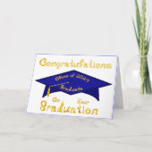 Navy Blue Graduation Cap Afstuderen Klasse 2024 Pe Kaart (Voorkant)