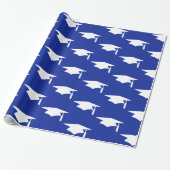 Navy Blue Graduation Caps Pattern - Afstuderen Cadeaupapier (Uitgerold)