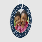 Navy Blue Grandparent Personalized Holiday Foto Ornament (voorkant)