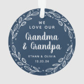 Navy Blue Grandparent Personalized Holiday Foto Ornament (achterkant)