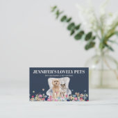 Navy Blue Gray Cat Dog Pet Visitekaartje (Staand voorkant)