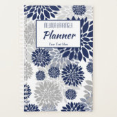 Navy Blue Gray Floral Monogram Planner (Voorkant)