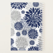 Navy Blue Gray Floral Monogram Planner (Achterkant)