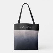 Navy Blue Gray rustic ombre chic gepersonaliseerd Draagtas (Achterkant)