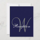 Navy Blue Gray Wedding Reception Kaart (Voorkant)