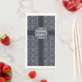 Navy Blue & Gray X's en O's Pattern Servet (Insitu)