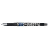 Navy Blue Greek Key en Monogram Photo Collage Pen (Voorkant)