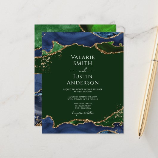 Navy Blue & Green Agate Wedding (Voorkant / Achterkant in situ)