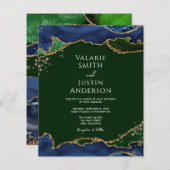 Navy Blue & Green Agate Wedding (Voorkant / Achterkant)