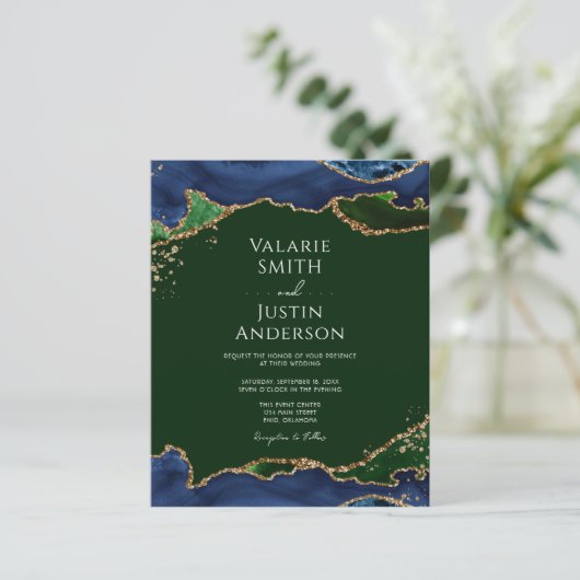 Navy Blue & Green Agate Wedding (Staand voorkant)