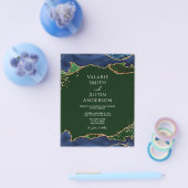 Navy Blue & Green Agate Wedding Flyer (Enkel)
