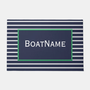 Navy Blue & Green Boat Name Doormat Deurmat