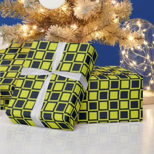 Navy Blue Green Checkerboard Cadeaupapier