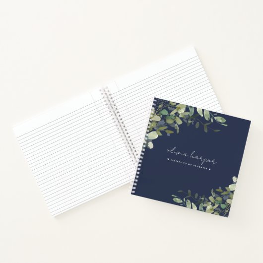 Navy Blue Greenery Letters to Daughter Keepomwille Notitieboek (Binnen)