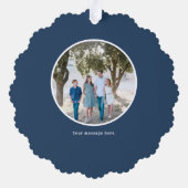 Navy Blue Greenery Wreath Merry Kerstmis Ornament Kaart (Achterkant)