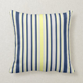 Navy Blue, Grey and Yellow Striped Kussen