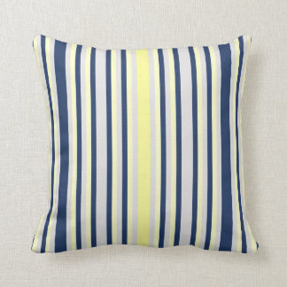 Navy Blue, Grey and Yellow Striped Kussen