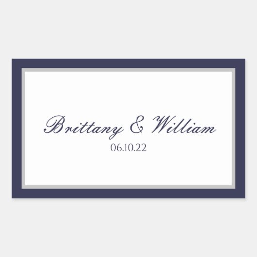 Navy Blue Grey bruid en bruidegom rechthoekige Sti Sticker (Voorkant)