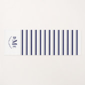 Navy Blue Grey Stripes Classic Monogram Exercy Yogamat (Voorkant (horizontaal))