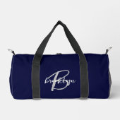 Navy Blue Grey White Script Monogram Plunjezak (Voorkant)