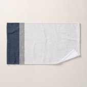 Navy Blue Grey White Stripe Crosshatch Bad Handdoek (Handdoek)