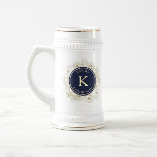 Navy Blue Groomsman Monogram Beer Stein Bierpul