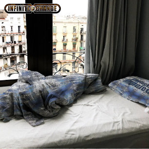 Navy Blue Grunge Denim Textuur Sherpa Deken