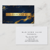 Navy Blue Grungy Gold Marble Vip Visitekaartje (Voorkant / Achterkant)