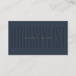 Navy Blue Hair Stylist Typografie Minimalist Visitekaartje