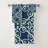 NAVY BLUE HAMPTONS STYLE BATHROOM TOWEL SET BAD HANDDOEK (Insitu)