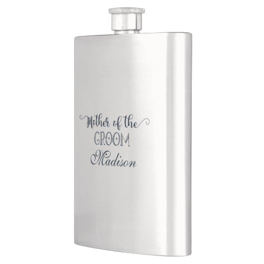 Navy Blue Hand Lettered Fun Moeder van de bruidego Flacon (Links)