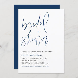 Navy Blue Handwrited Script-Vrijgezellenfeest Kaart
