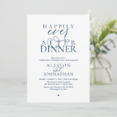 Navy Blue Happily Ever After Dinner Modern Wedding Kaart (Staand voorkant)