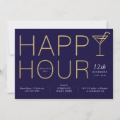 Navy Blue Happy Hour Klantwaardering Zakelijk Kaart (Voorkant)