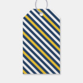 Navy Blue Heart Stripes Pattern Wedding Gift Label Cadeaulabel (Achterkant)