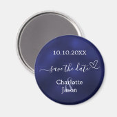 Navy blue heart wedding Save the Date Magneet (Voorkant / Achterkant)