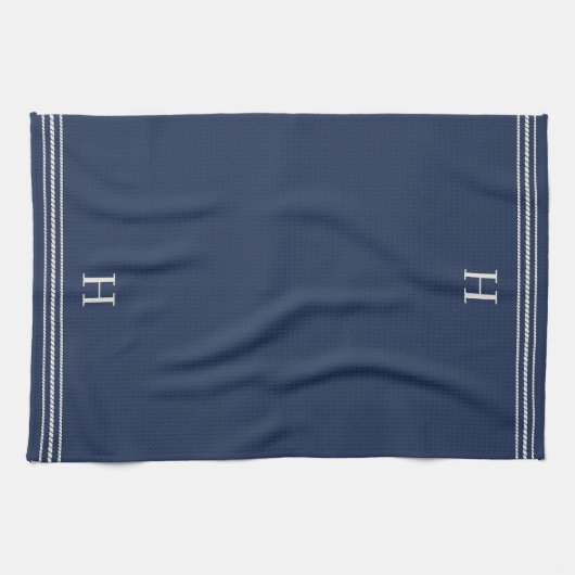 Navy blue | Helling Stripe Monogram Theedoek (Horizontaal)