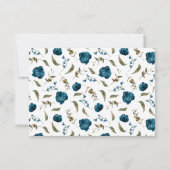 Navy Blue Herfst Bloemenbruiloft RSVP Kaart (Achterkant)