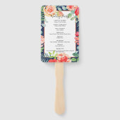 Navy Blue Herfst Floral bruiloft ceremonie program Handwaaier (Achterkant)